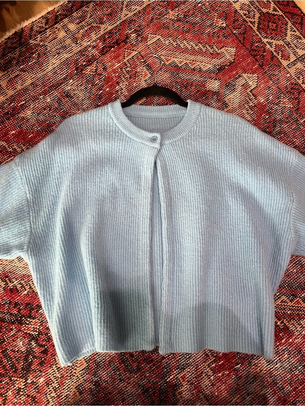 Daily Drills Light Blue Ribbed Short Cardigan